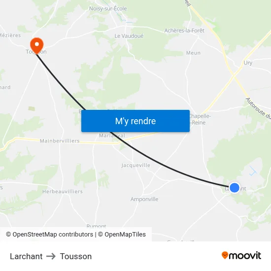 Larchant to Tousson map