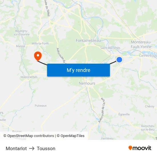 Montarlot to Tousson map