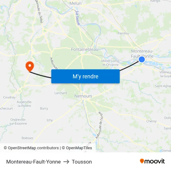 Montereau-Fault-Yonne to Tousson map