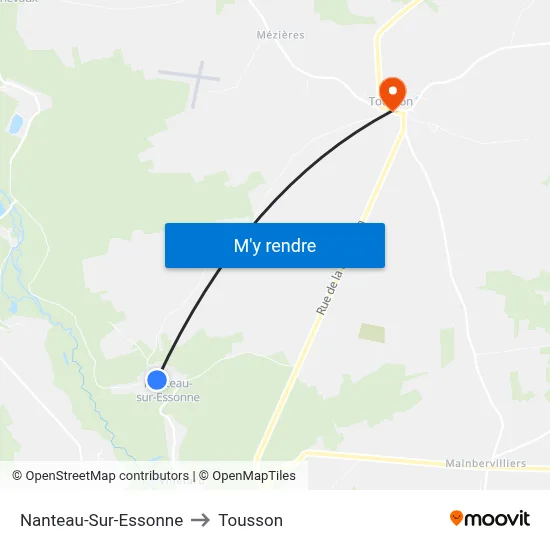 Nanteau-Sur-Essonne to Tousson map