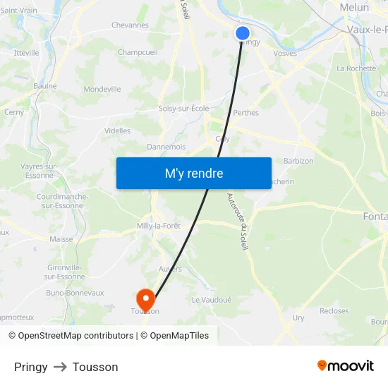 Pringy to Tousson map