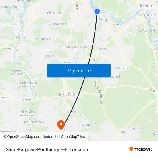 Saint-Fargeau-Ponthierry to Tousson map