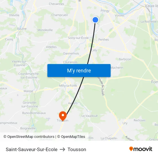 Saint-Sauveur-Sur-Ecole to Tousson map