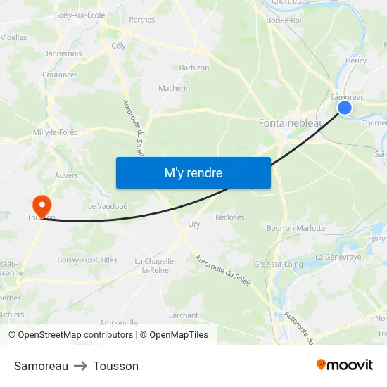Samoreau to Tousson map