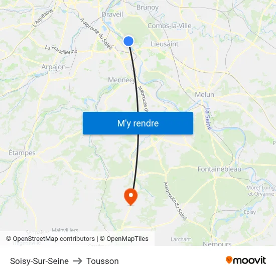 Soisy-Sur-Seine to Tousson map