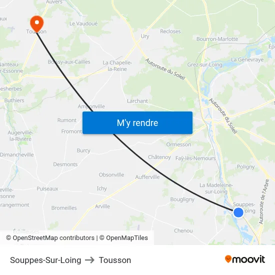 Souppes-Sur-Loing to Tousson map