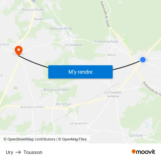 Ury to Tousson map