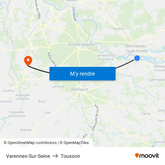 Varennes-Sur-Seine to Tousson map