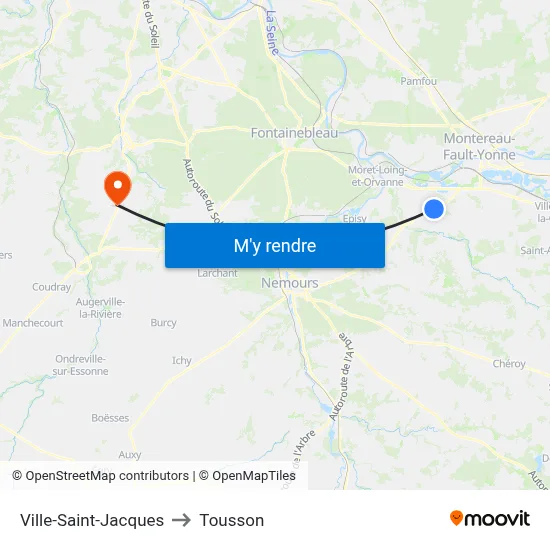 Ville-Saint-Jacques to Tousson map