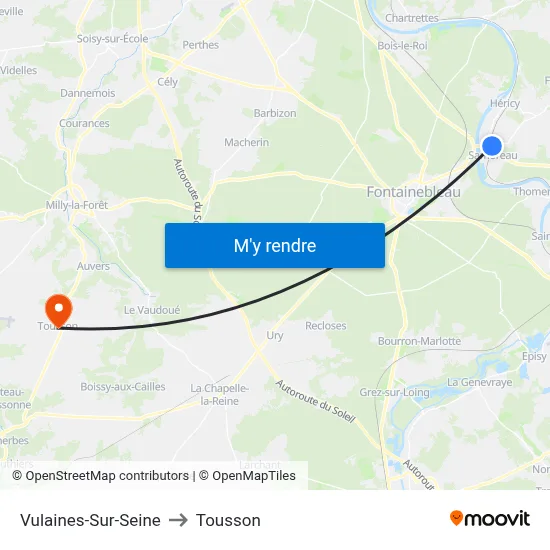 Vulaines-Sur-Seine to Tousson map