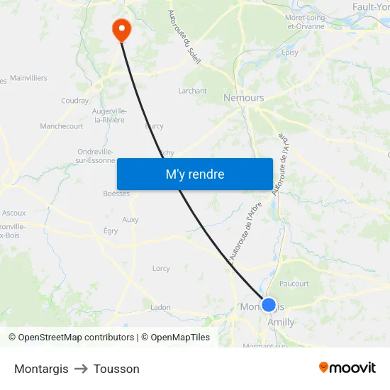 Montargis to Tousson map