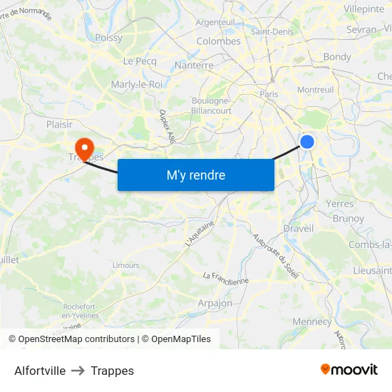 Alfortville to Trappes map