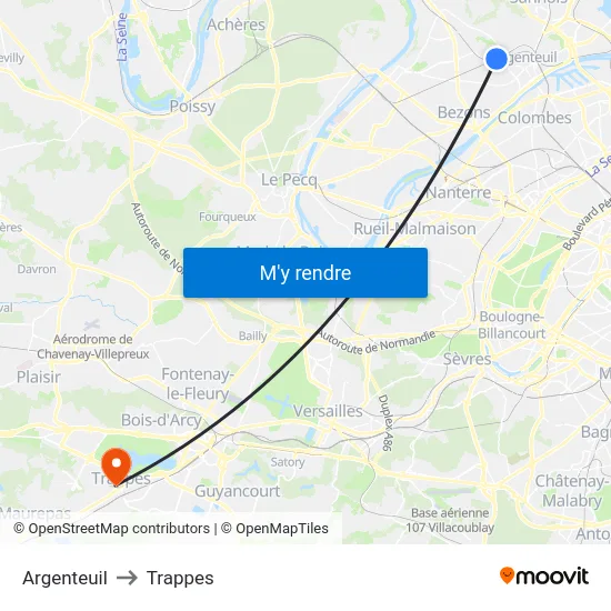 Argenteuil to Trappes map