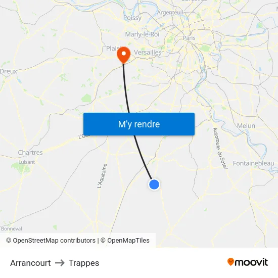 Arrancourt to Trappes map