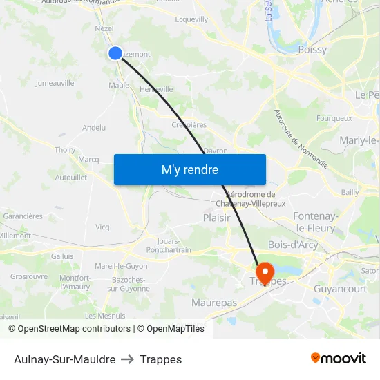 Aulnay-Sur-Mauldre to Trappes map