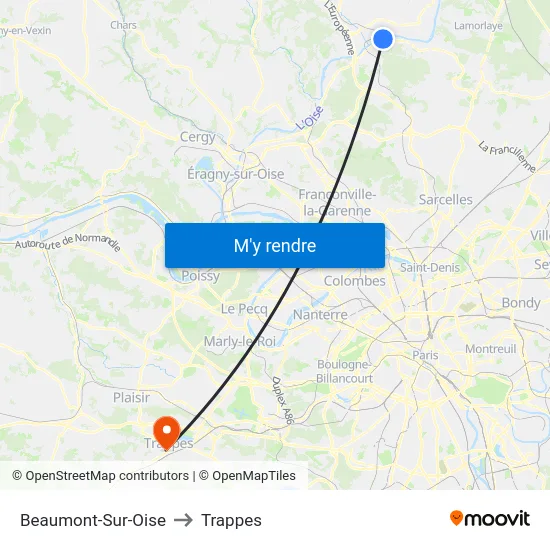 Beaumont-Sur-Oise to Trappes map