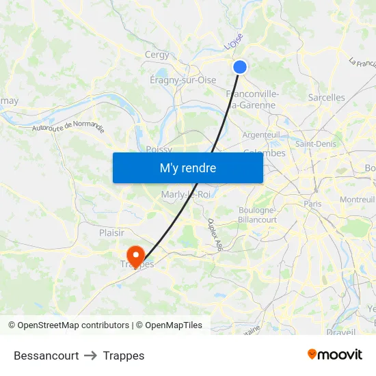 Bessancourt to Trappes map