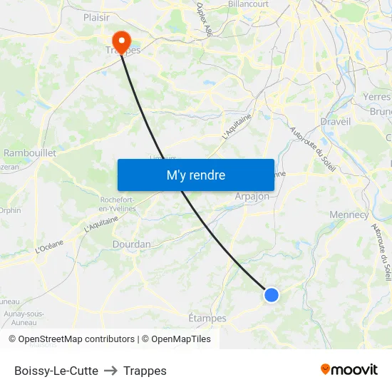 Boissy-Le-Cutte to Trappes map