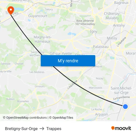 Bretigny-Sur-Orge to Trappes map