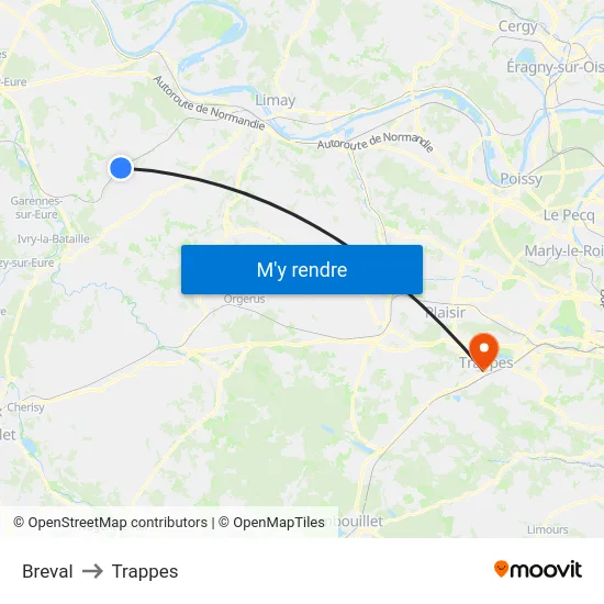 Breval to Trappes map