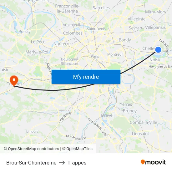 Brou-Sur-Chantereine to Trappes map