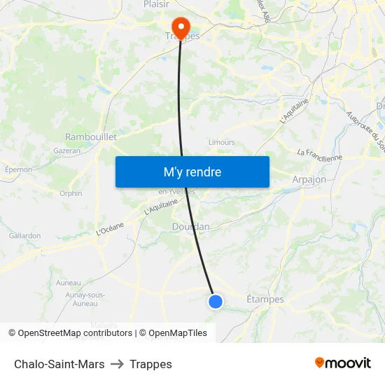 Chalo-Saint-Mars to Trappes map