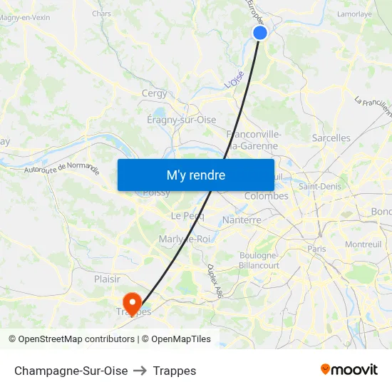 Champagne-Sur-Oise to Trappes map