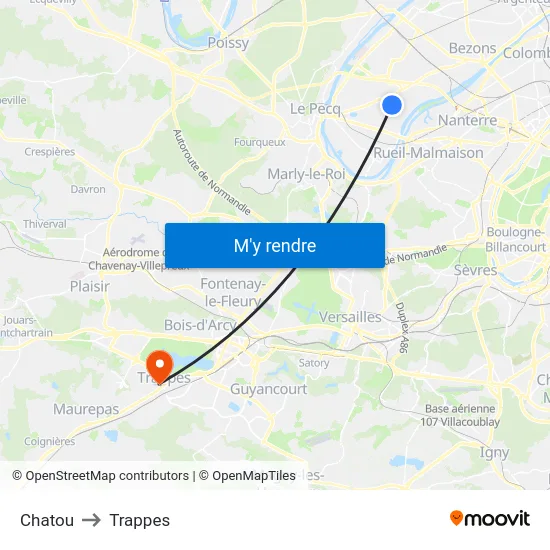 Chatou to Trappes map