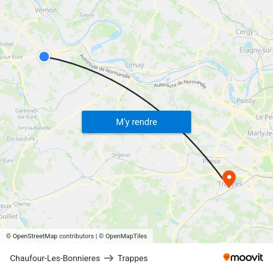 Chaufour-Les-Bonnieres to Trappes map