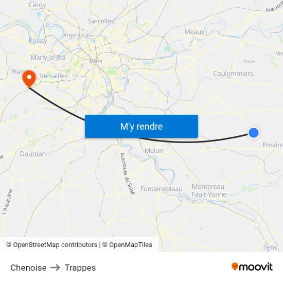 Chenoise to Trappes map