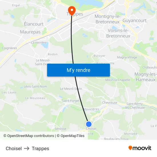 Choisel to Trappes map