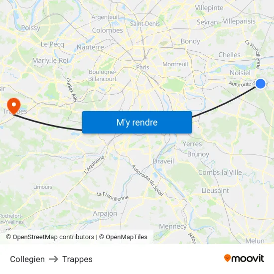 Collegien to Trappes map