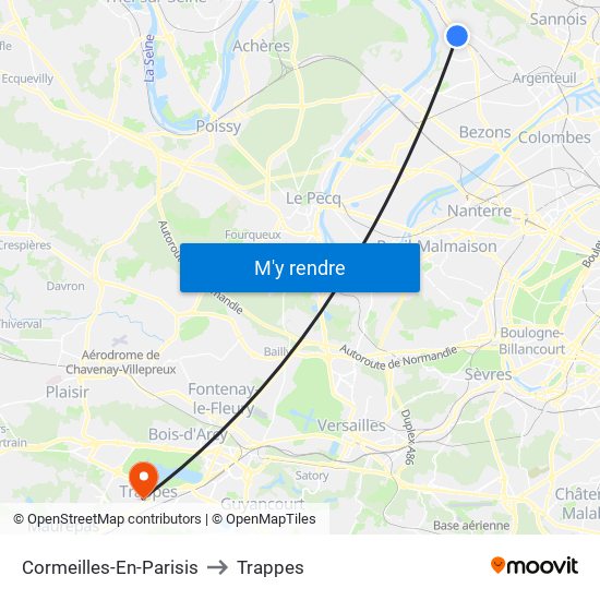 Cormeilles-En-Parisis to Trappes map