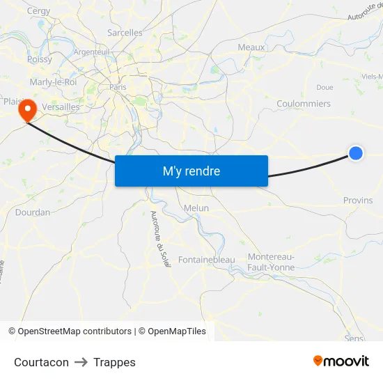 Courtacon to Trappes map