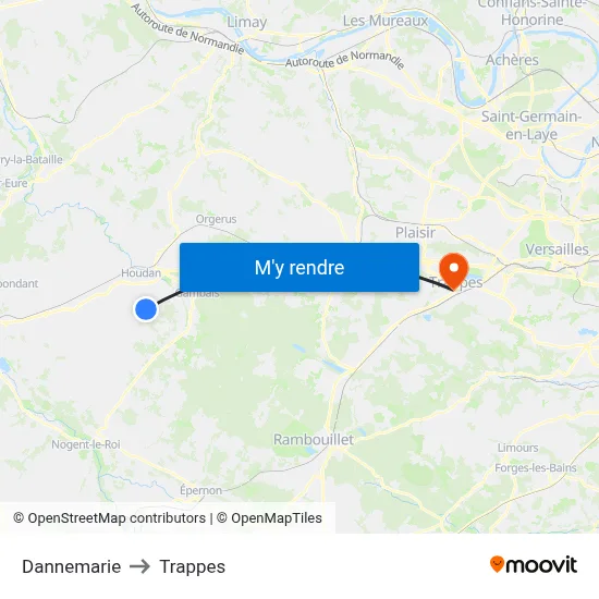 Dannemarie to Trappes map