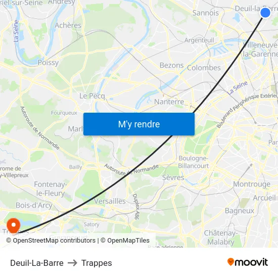 Deuil-La-Barre to Trappes map