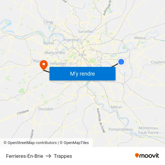 Ferrieres-En-Brie to Trappes map
