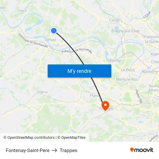 Fontenay-Saint-Pere to Trappes map
