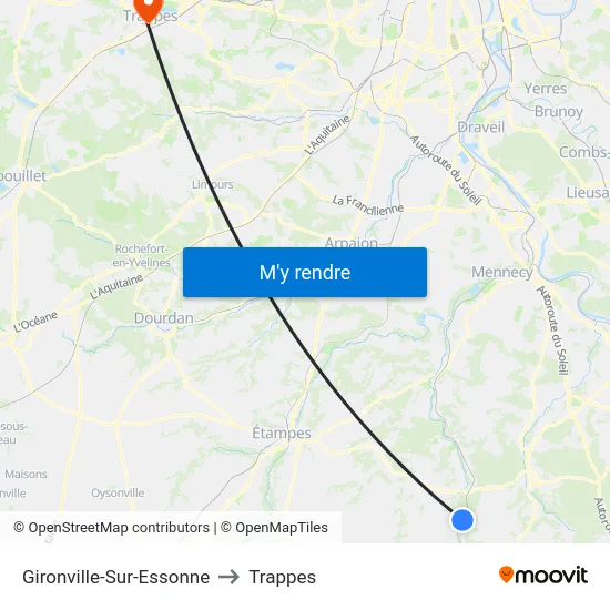 Gironville-Sur-Essonne to Trappes map