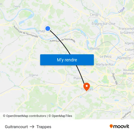 Guitrancourt to Trappes map