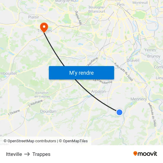 Itteville to Trappes map