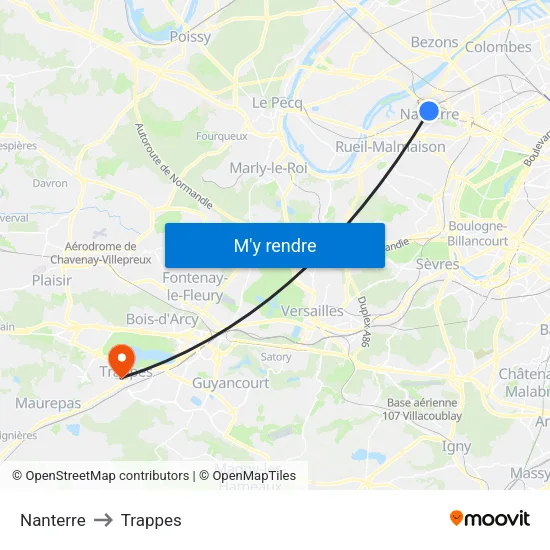 Nanterre to Trappes map