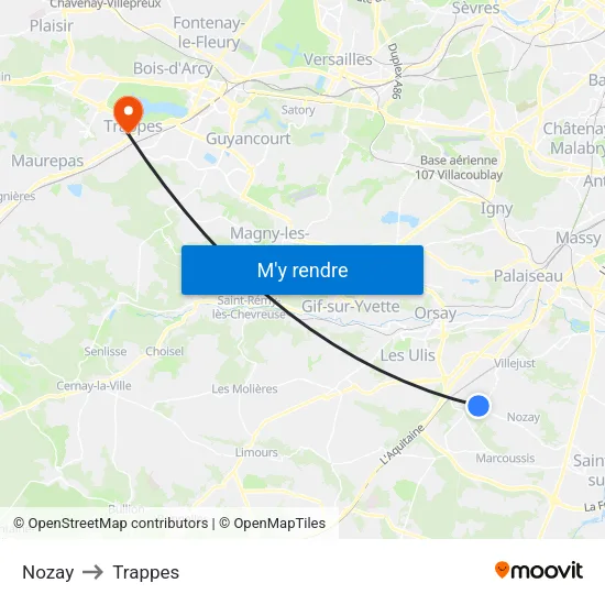 Nozay to Trappes map