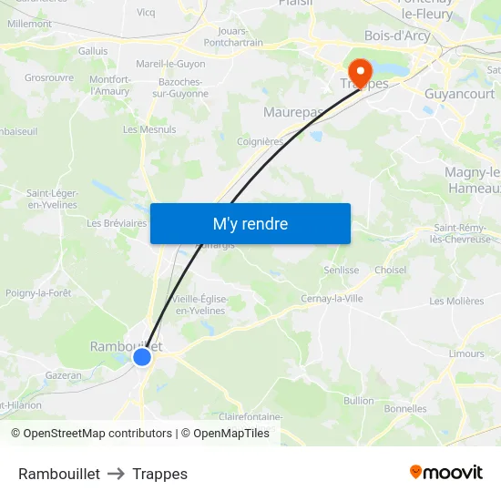 Rambouillet to Trappes map