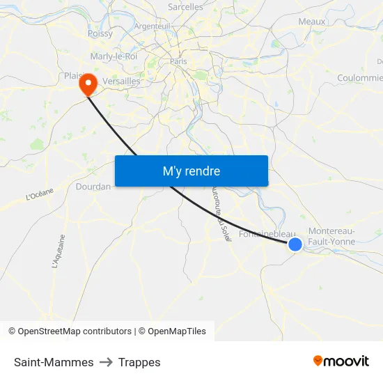 Saint-Mammes to Trappes map
