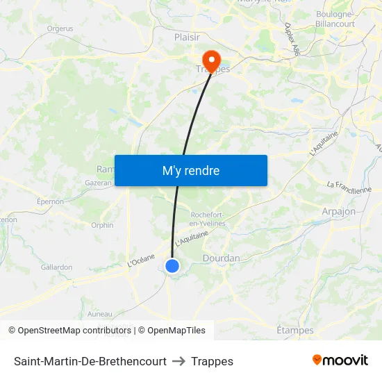 Saint-Martin-De-Brethencourt to Trappes map