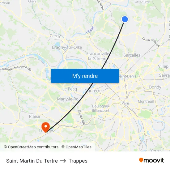Saint-Martin-Du-Tertre to Trappes map