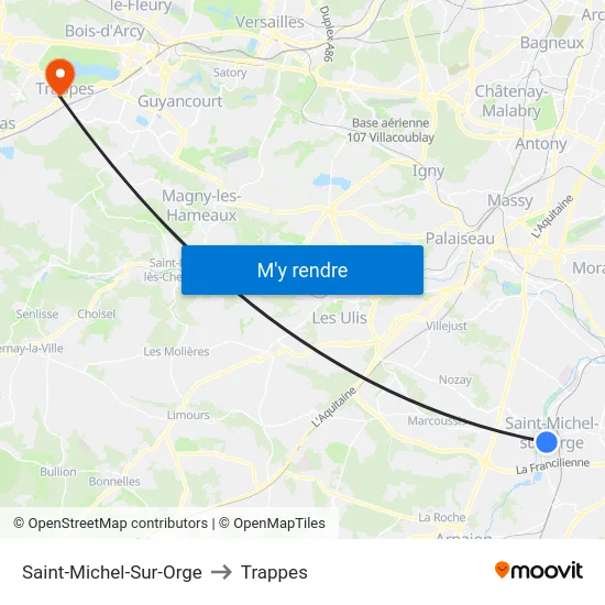 Saint-Michel-Sur-Orge to Trappes map