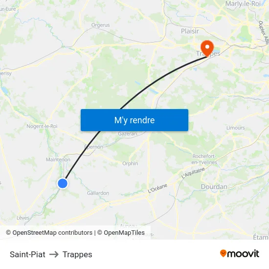 Saint-Piat to Trappes map