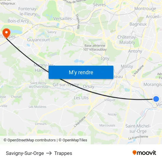 Savigny-Sur-Orge to Trappes map